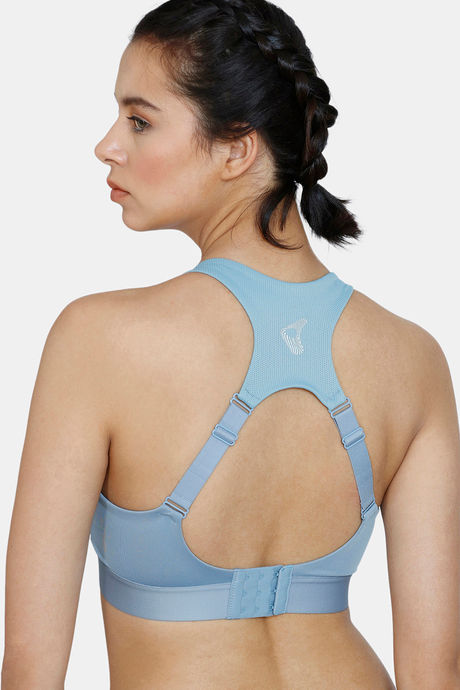 Zelocity High Impact Padded Quick Dry Sports Bra - Faded Denim — image 3